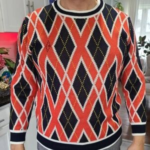 Gucci Orange and Black Argyle Sweater